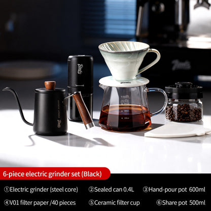 BINCOO Electric Coffee Grinder with Pour Over Coffee Set Fully Automatic Mini Portable Grinder with Steel Core for Home Office Travel