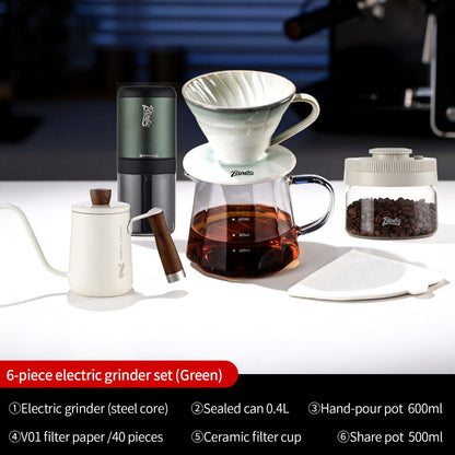 BINCOO Electric Coffee Grinder with Pour Over Coffee Set Fully Automatic Mini Portable Grinder with Steel Core for Home Office Travel