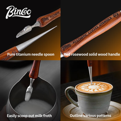 BINCOO Titanium Latte Art Pen Espresso Decorating Needle Professional Coffee Latte Tool Coffee Accessory
