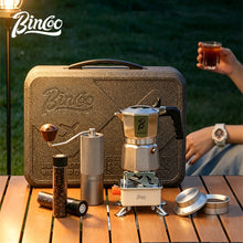 BINCOO 316 Stainless Steel Three-Valve Moka Pot Coffee Brewing Set Complete Kit with Coffee Grinder & Portable Storage Case 2
