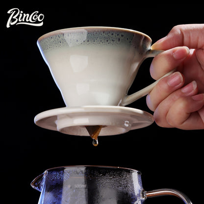 BINCOO Pour Over Coffee Set with Stainless Steel Gooseneck Kettle Glass Server & Ceramic Dripper Ideal for Home & Office Use