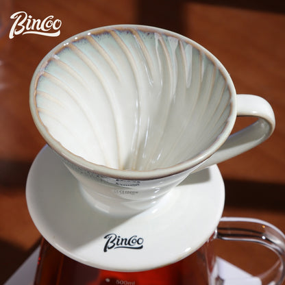 BINCOO Pour Over Coffee Set with Stainless Steel Gooseneck Kettle Glass Server & Ceramic Dripper Ideal for Home & Office Use