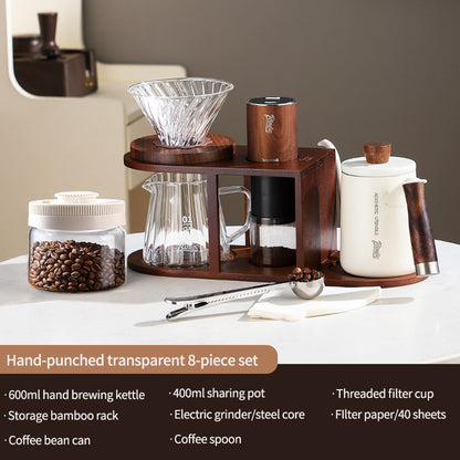 BINCOO Pour Over Coffee Set with Electric Coffee Grinder & Storage Stand Complete Pour Over Coffee Accessories Kit