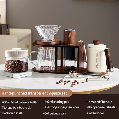 BINCOO Pour Over Coffee Set with Electric Coffee Grinder & Storage Stand Complete Pour Over Coffee Accessories Kit