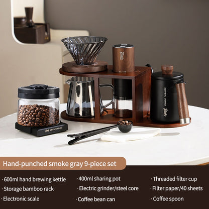BINCOO Pour Over Coffee Set with Electric Coffee Grinder & Storage Stand Complete Pour Over Coffee Accessories Kit