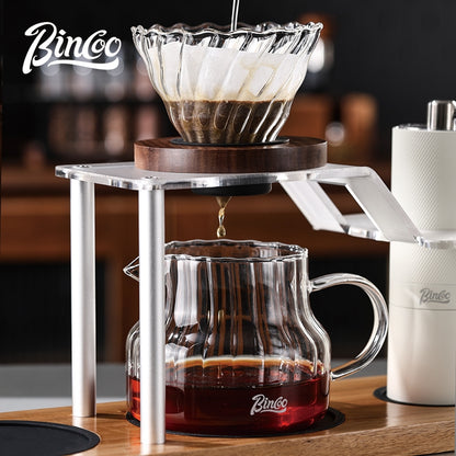 BINCOO Hand Drip Coffee Stand Set Stainless Steel Gooseneck Kettle with Glass Dripper Coffee Grinder Kit Coffee Tools Storage Combo
