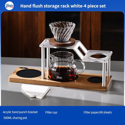 BINCOO Hand Drip Coffee Stand Set Stainless Steel Gooseneck Kettle with Glass Dripper Coffee Grinder Kit Coffee Tools Storage Combo