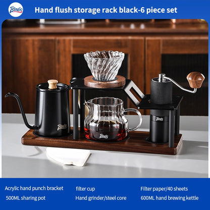 BINCOO Hand Drip Coffee Stand Set Stainless Steel Gooseneck Kettle with Glass Dripper Coffee Grinder Kit Coffee Tools Storage Combo