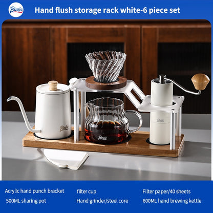 BINCOO Hand Drip Coffee Stand Set Stainless Steel Gooseneck Kettle with Glass Dripper Coffee Grinder Kit Coffee Tools Storage Combo