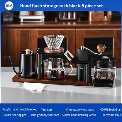 BINCOO Hand Drip Coffee Stand Set Stainless Steel Gooseneck Kettle with Glass Dripper Coffee Grinder Kit Coffee Tools Storage Combo