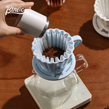 BINCOO Ceramic Dripper with Glass Sharing Pot Set Drip Pour Over Coffee Kit with Manual Coffee Grinder