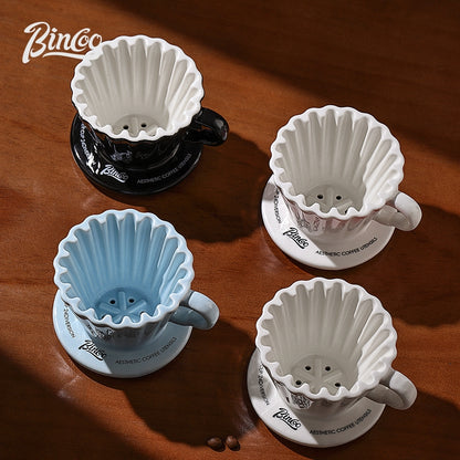 BINCOO Ceramic Dripper with Glass Sharing Pot Set Drip Pour Over Coffee Kit with Manual Coffee Grinder