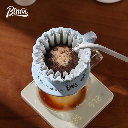 BINCOO Ceramic Dripper with Glass Sharing Pot Set Drip Pour Over Coffee Kit with Manual Coffee Grinder