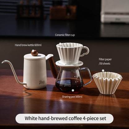 BINCOO Ceramic Dripper with Glass Sharing Pot Set Drip Pour Over Coffee Kit with Manual Coffee Grinder