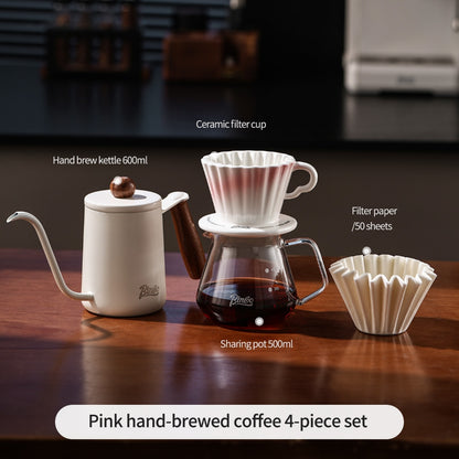 BINCOO Ceramic Dripper with Glass Sharing Pot Set Drip Pour Over Coffee Kit with Manual Coffee Grinder