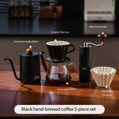 BINCOO Ceramic Dripper with Glass Sharing Pot Set Drip Pour Over Coffee Kit with Manual Coffee Grinder