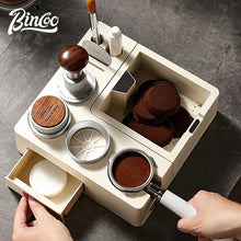BINCOO Tamper Base with Knock Box Constant-Force Tamper & Distributor Set Portafilter Tamping Stand Complete Coffee Storage Tools 51MM/58MM