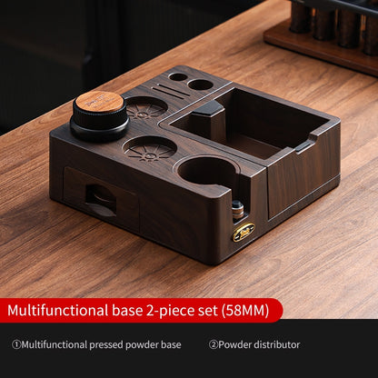 BINCOO Wooden Coffee Tamper Base with Knock Box Espresso Distribution & Tamper Kit Coffee Portafilter Tool Organizer Set 51MM/58MM