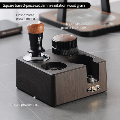 BINCOO 4-Hole Coffee Tamper Base Distributor & Tamper Set Espresso Coffee Tool Organizer Kit 51MM/58MM