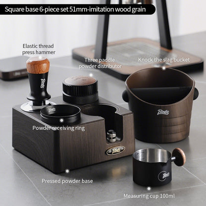 BINCOO 4-Hole Coffee Tamper Base Distributor & Tamper Set Espresso Coffee Tool Organizer Kit 51MM/58MM