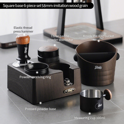 BINCOO 4-Hole Coffee Tamper Base Distributor & Tamper Set Espresso Coffee Tool Organizer Kit 51MM/58MM