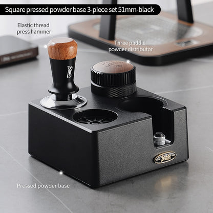 BINCOO 4-Hole Coffee Tamper Base Distributor & Tamper Set Espresso Coffee Tool Organizer Kit 51MM/58MM