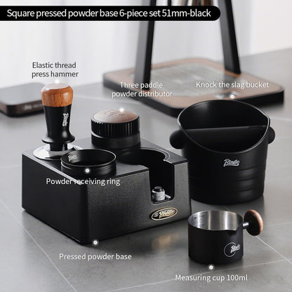 BINCOO 4-Hole Coffee Tamper Base Distributor & Tamper Set Espresso Coffee Tool Organizer Kit 51MM/58MM