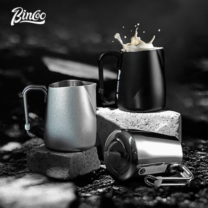 BINCOO Stainless Steel V-Spout Milk Pitcher with Frother Set Professional Coffee Tools