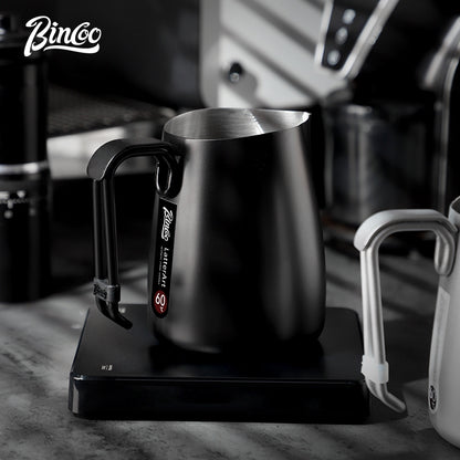 BINCOO Stainless Steel V-Spout Milk Pitcher with Frother Set Professional Coffee Tools