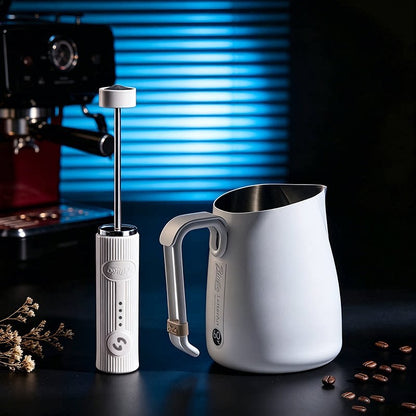 BINCOO Stainless Steel V-Spout Milk Pitcher with Frother Set Professional Coffee Tools