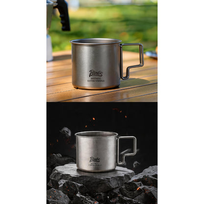BINCOO Pure Titanium Coffee Mug with Foldable Handle Portable Camping Travel Cup 300ML