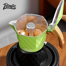 BINCOO Double Valve Pressurized Moka Pot with Electric Heater Stove Portable Manual Coffee Grinder for Home & Camping 2Cups