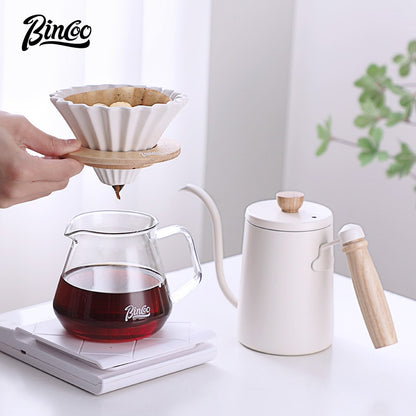 BINCOO Hand Drip Coffee Pot Complete Set Glass Server with Coffee Grinder V60 Ceramic Dripper Full Coffee Brewing Tools Kit