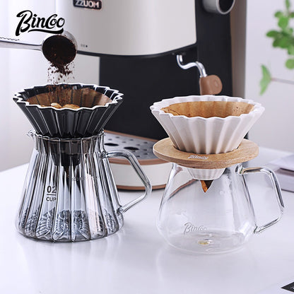 BINCOO Hand Drip Coffee Pot Complete Set Glass Server with Coffee Grinder V60 Ceramic Dripper Full Coffee Brewing Tools Kit