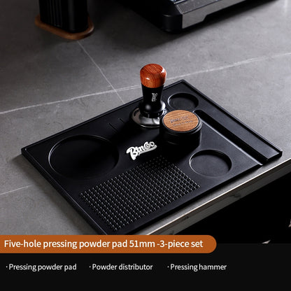 BINCOO Coffee Tamping Mat Set with Distributor & Tamper Complete Espresso Storage Tools Kit 51MM/58MM