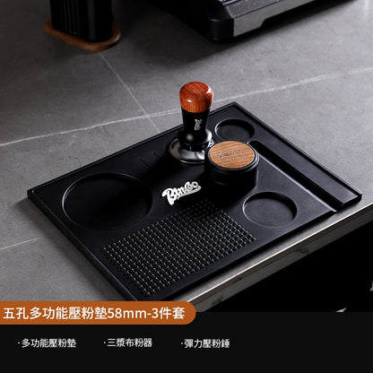 BINCOO Coffee Tamping Mat Set with Distributor & Tamper Complete Espresso Storage Tools Kit 51MM/58MM