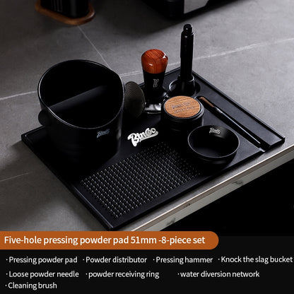 BINCOO Coffee Tamping Mat Set with Distributor & Tamper Complete Espresso Storage Tools Kit 51MM/58MM