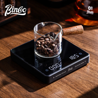 BINCOO Smart Coffee Weighing Scale Mirror Surface Digital Scale for Pour Over & Espresso Professional Timer & Flow Rate Tracking Home Kitchen & Coffee Baking