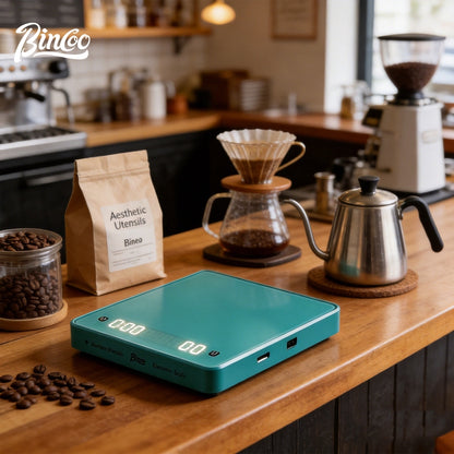 BINCOO Smart Coffee Weighing Scale Mirror Surface Digital Scale for Pour Over & Espresso Professional Timer & Flow Rate Tracking Home Kitchen & Coffee Baking