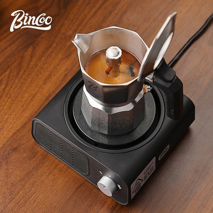 BINCOO Double Valve Moka Pot & Electric Hot Stove Kit with Stainless Steel Gooseneck Kettle Complete Espresso Coffee Maker Set 2Cups