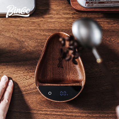 BINCOO Walnut Wood Coffee Scale with Tray Espresso Coffee Weighing Display Tray Smart & Portable