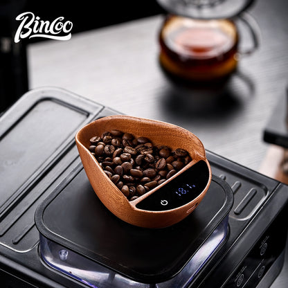 BINCOO Walnut Wood Coffee Scale with Tray Espresso Coffee Weighing Display Tray Smart & Portable