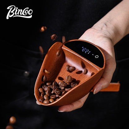 BINCOO Walnut Wood Coffee Scale with Tray Espresso Coffee Weighing Display Tray Smart & Portable