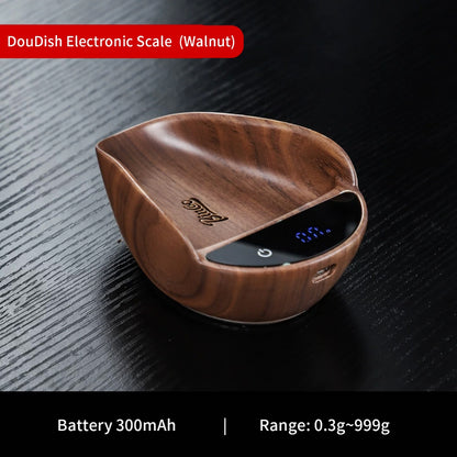 BINCOO Walnut Wood Coffee Scale with Tray Espresso Coffee Weighing Display Tray Smart & Portable