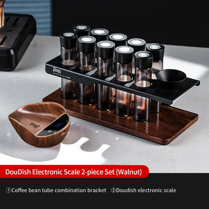 BINCOO Walnut Wood Coffee Scale with Tray Espresso Coffee Weighing Display Tray Smart & Portable
