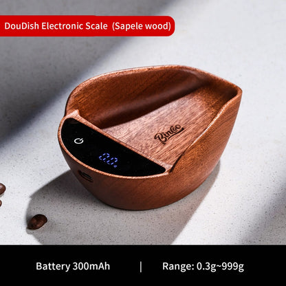 BINCOO Walnut Wood Coffee Scale with Tray Espresso Coffee Weighing Display Tray Smart & Portable
