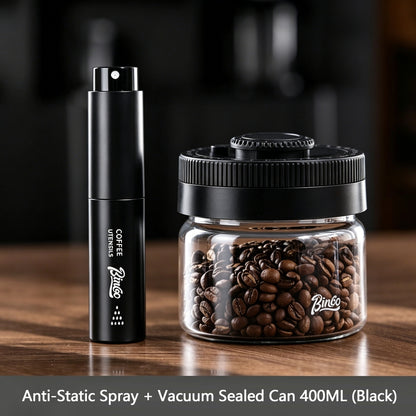 BINCOO Anti-Static Coffee Spray Bottle with Bean Dish & Vacuum Storage Can Set Fine Mist Sprayer Portable