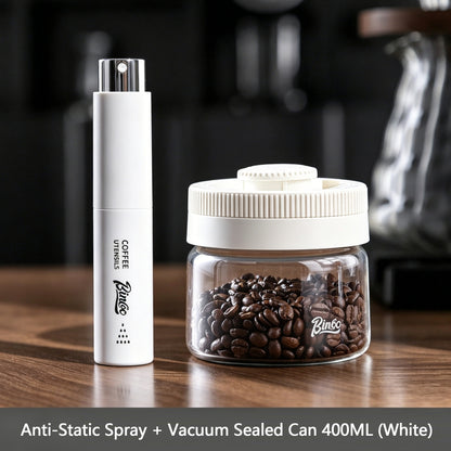 BINCOO Anti-Static Coffee Spray Bottle with Bean Dish & Vacuum Storage Can Set Fine Mist Sprayer Portable