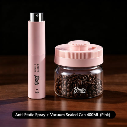 BINCOO Anti-Static Coffee Spray Bottle with Bean Dish & Vacuum Storage Can Set Fine Mist Sprayer Portable