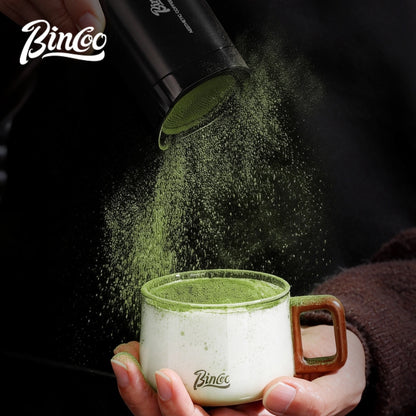 BINCOO Duster with Latte Art Stencils Stainless Steel Milk Pitcher Set Coffee Powder Sifter Baking & Coffee Decorating Tools Latte Art Templates